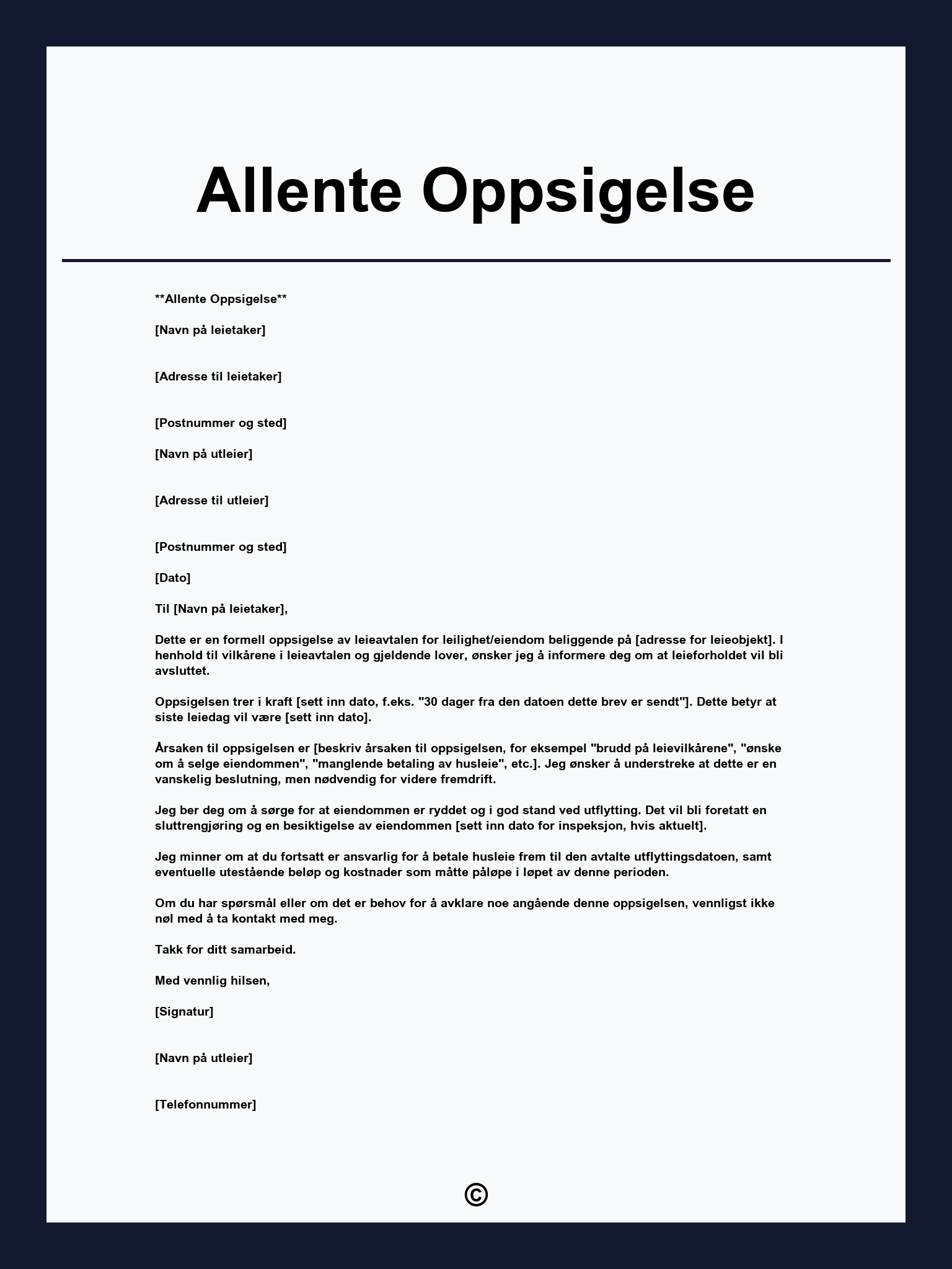 Allente Oppsigelse