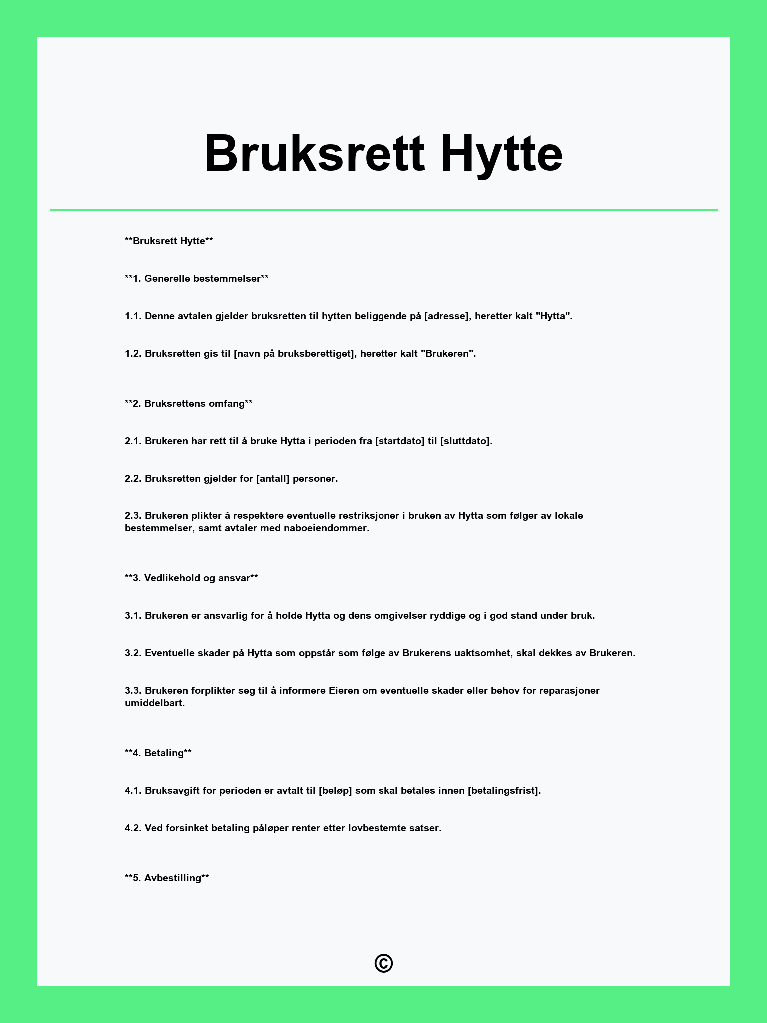 Bruksrett Hytte