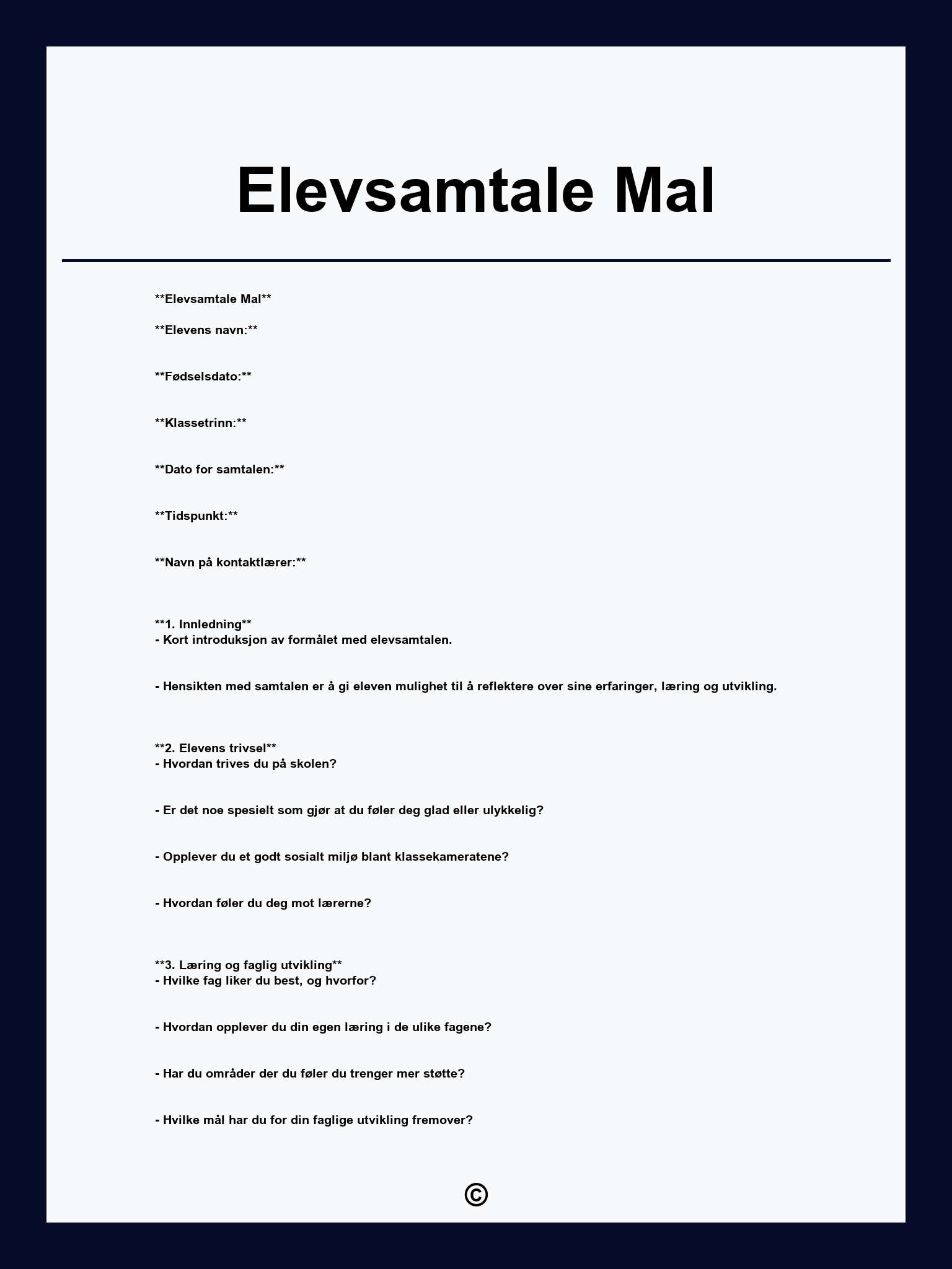 Elevsamtale Mal