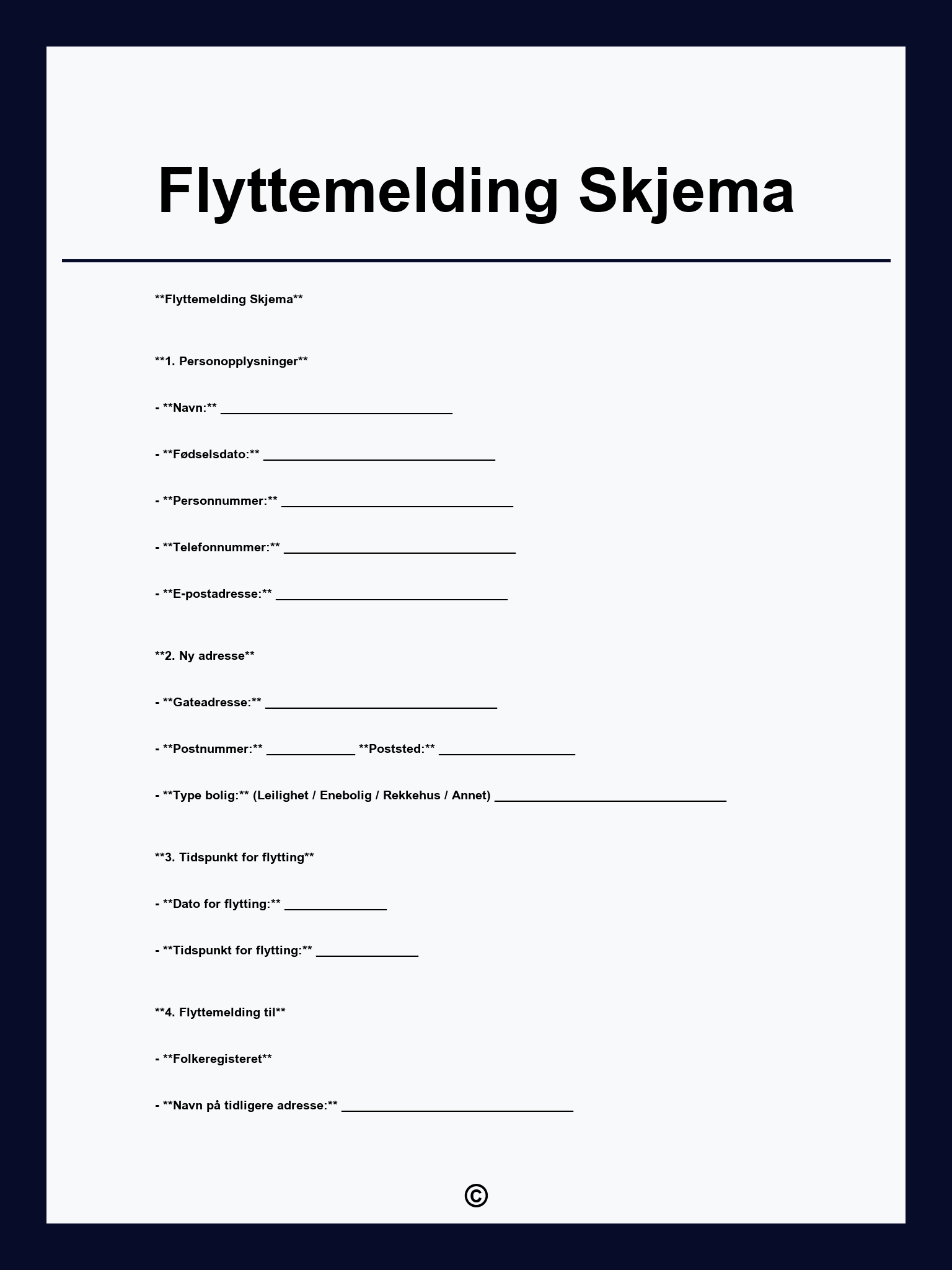 Flyttemelding Skjema