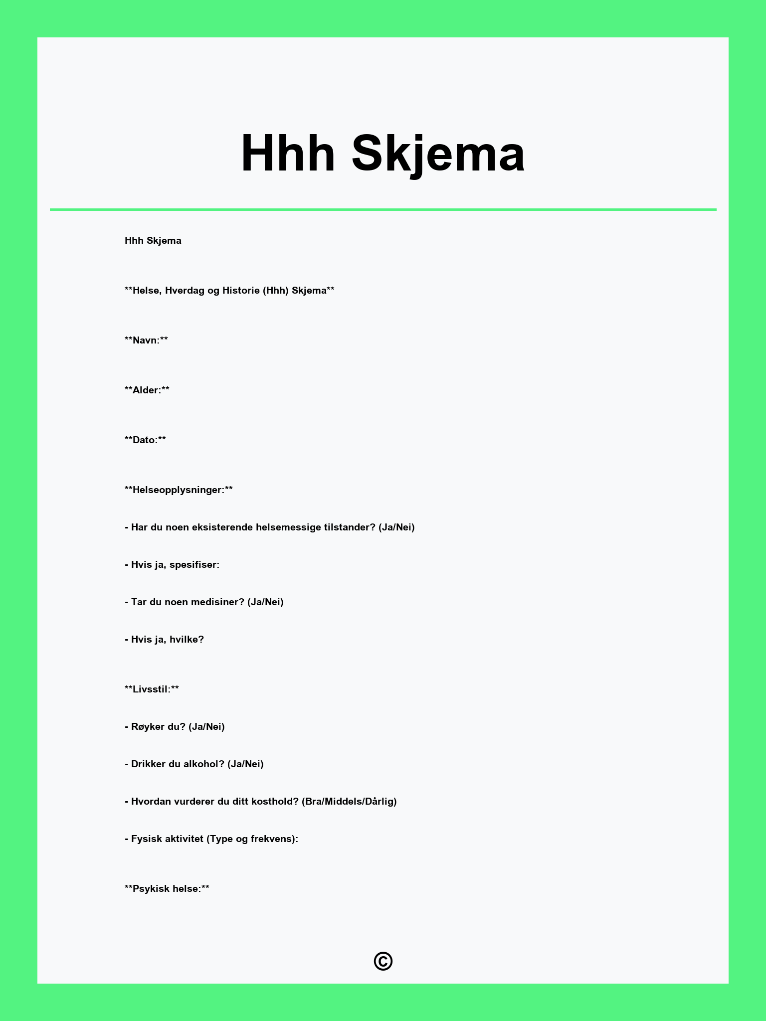 Hhh Skjema