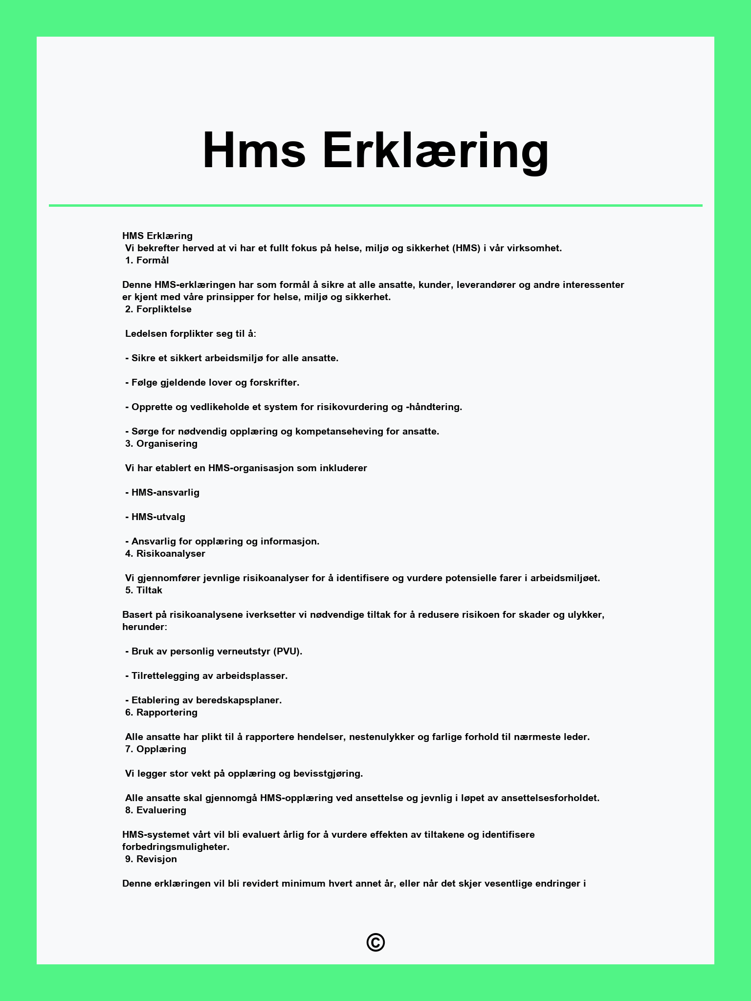 Hms Erklæring