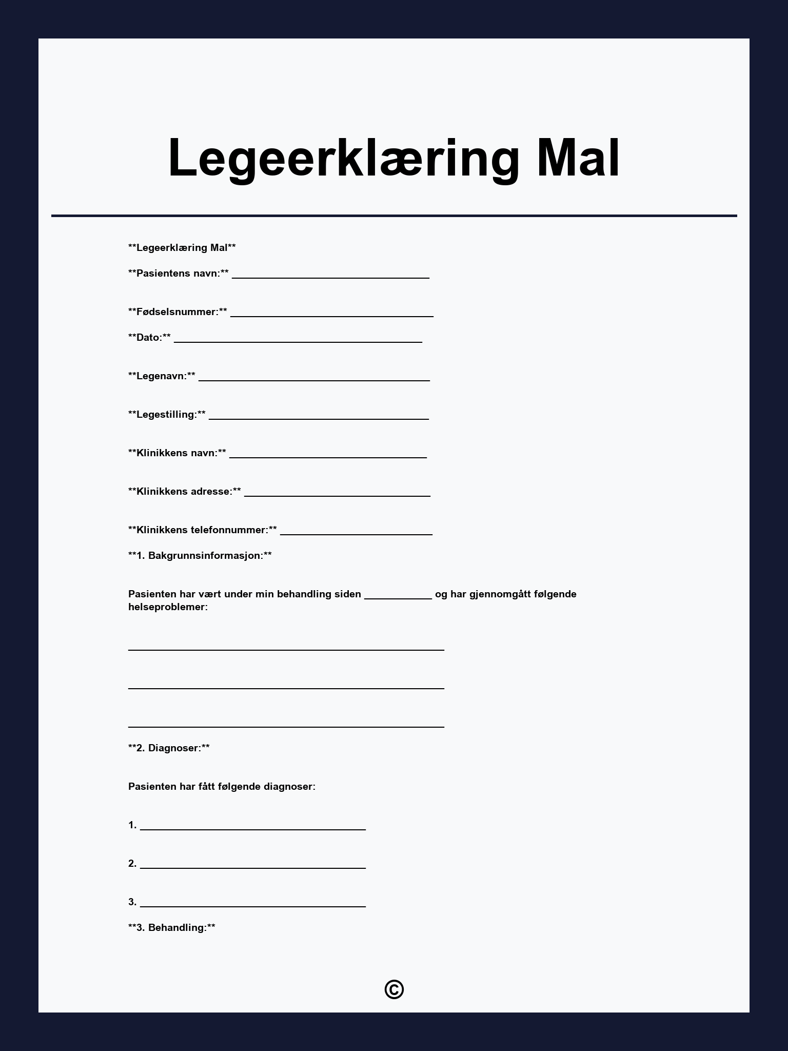 Legeerklæring Mal