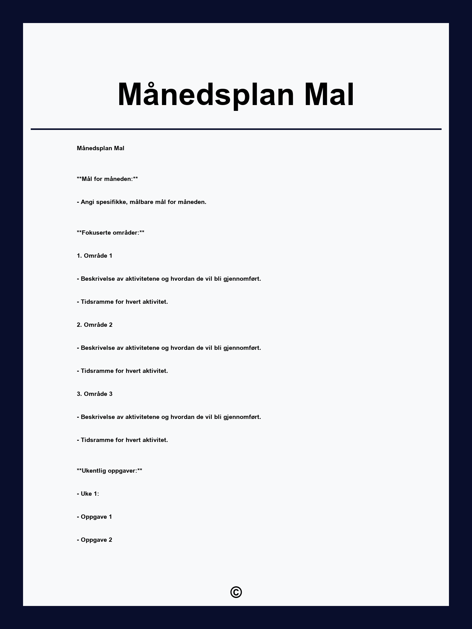 Månedsplan Mal
