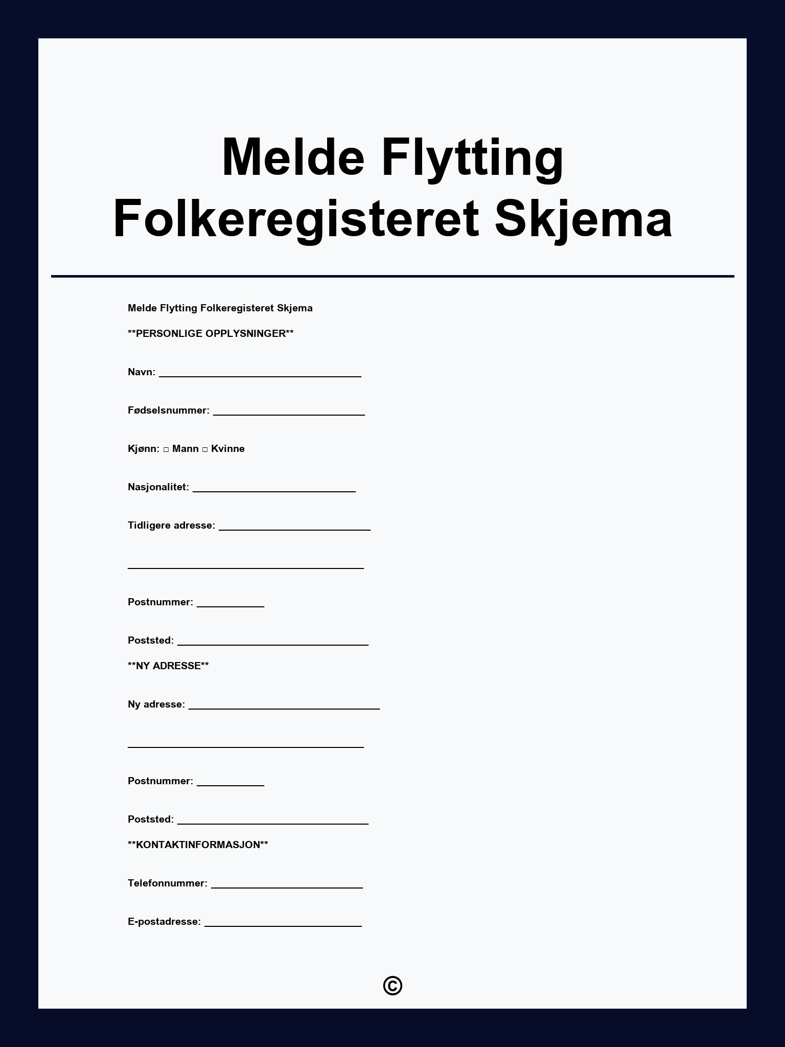 Melde Flytting Folkeregisteret Skjema