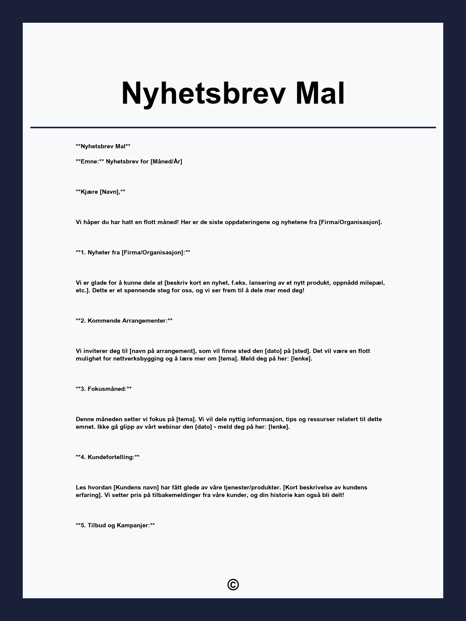 Nyhetsbrev Mal