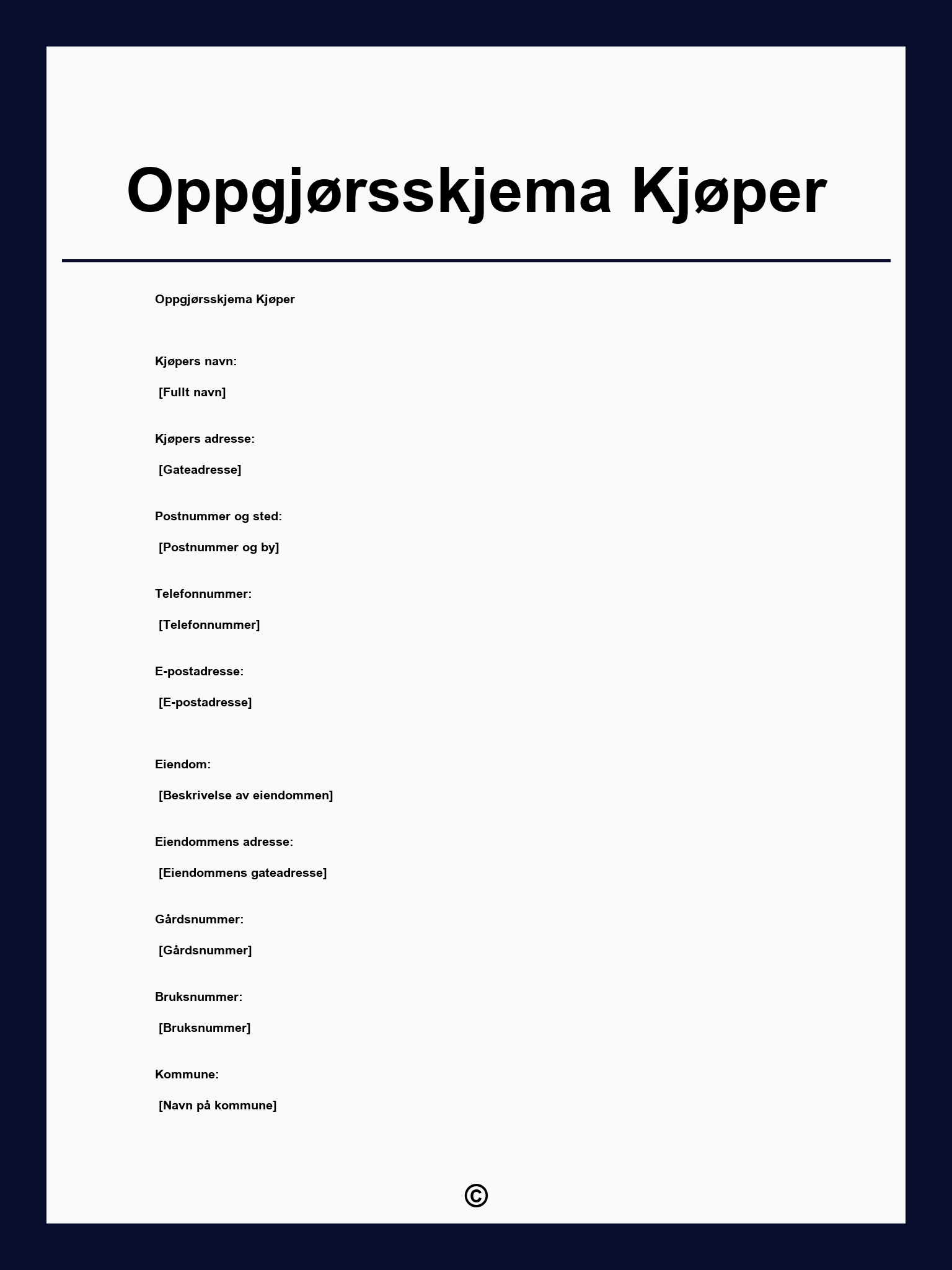 Oppgjørsskjema Kjøper