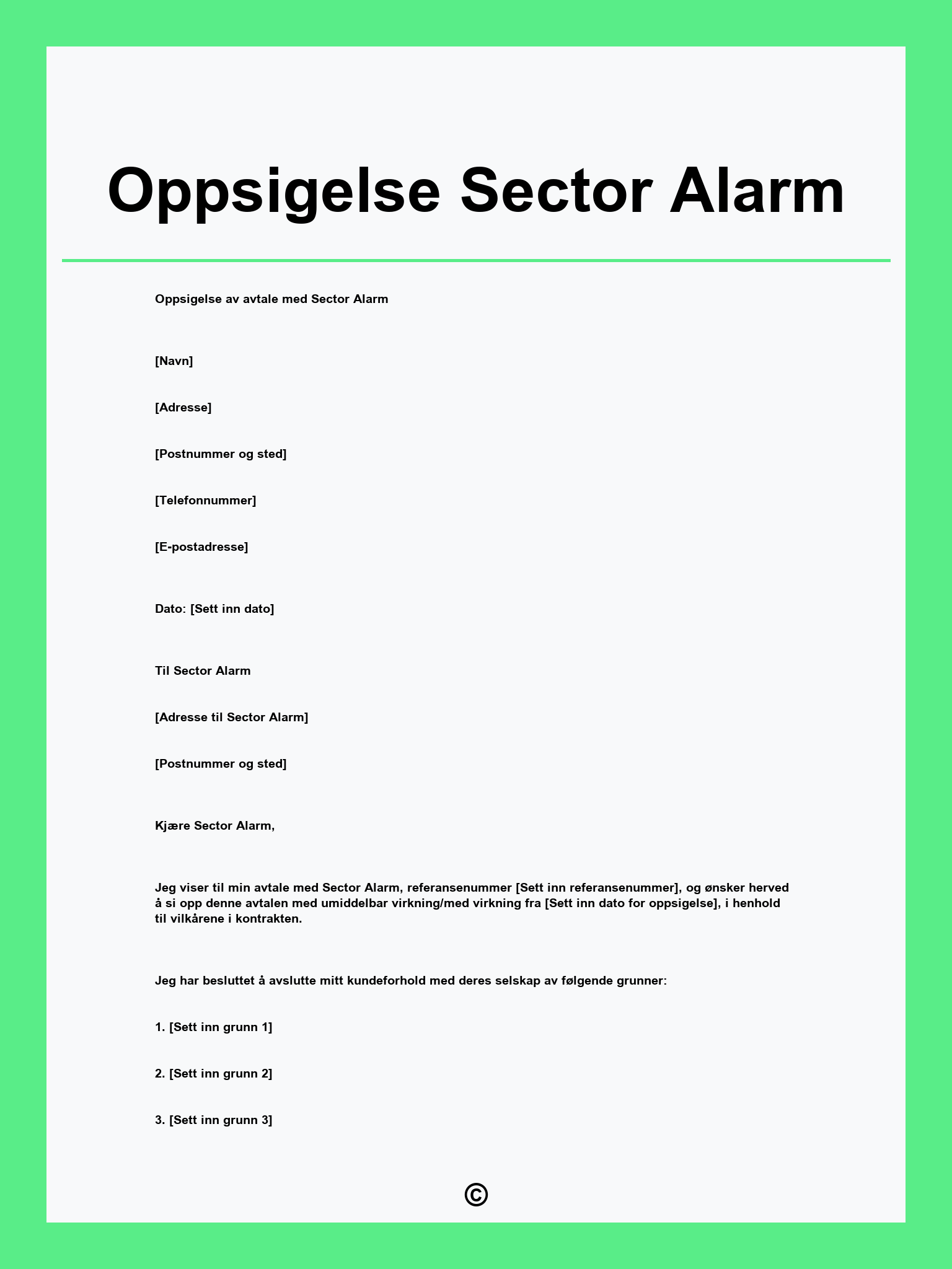 Oppsigelse Sector Alarm