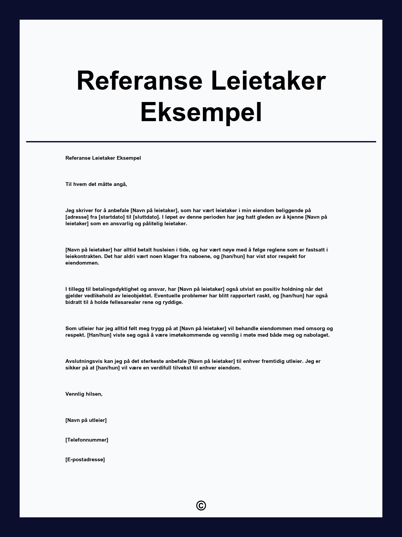 Referanse Leietaker Eksempel