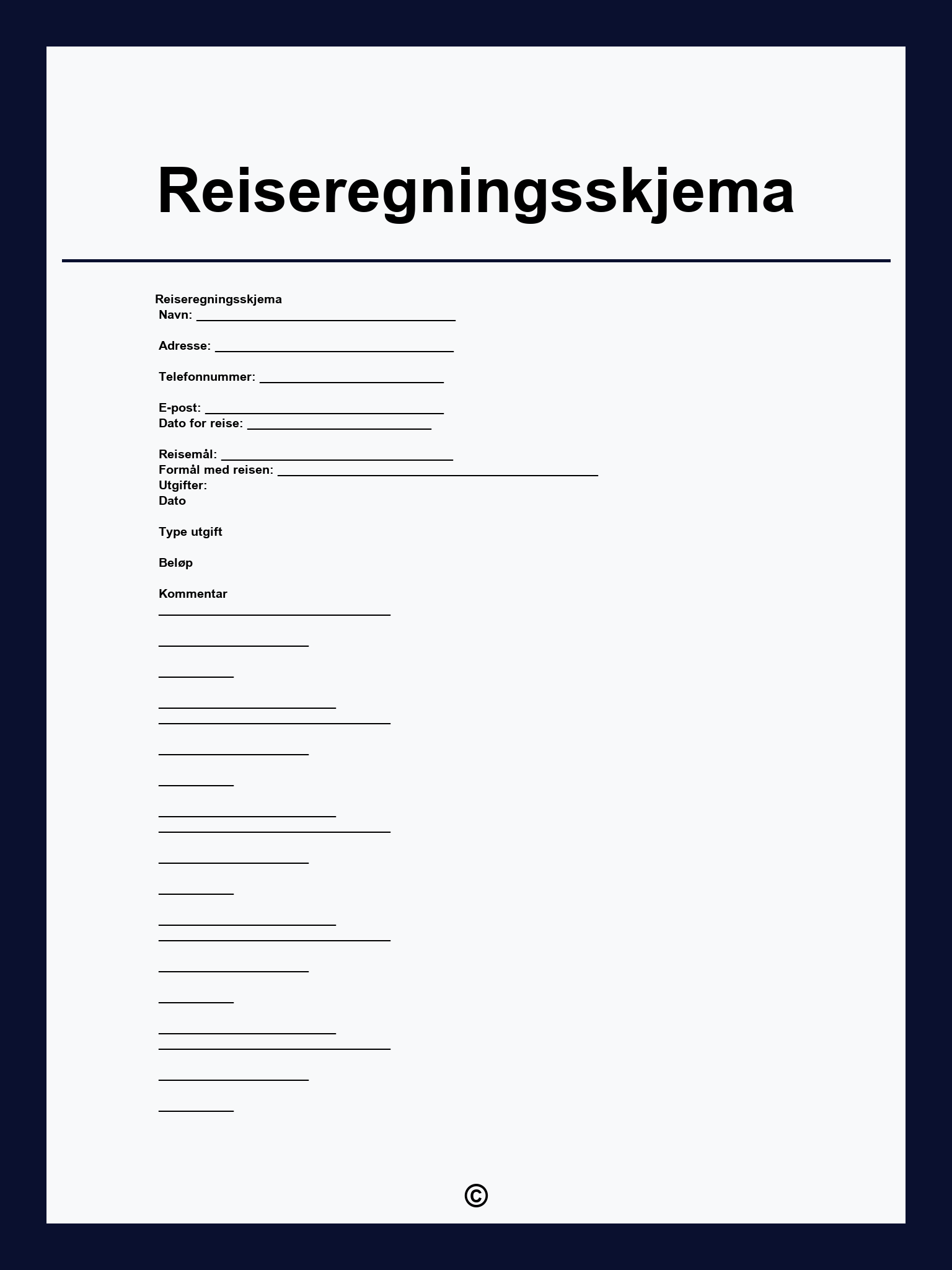 Reiseregningsskjema