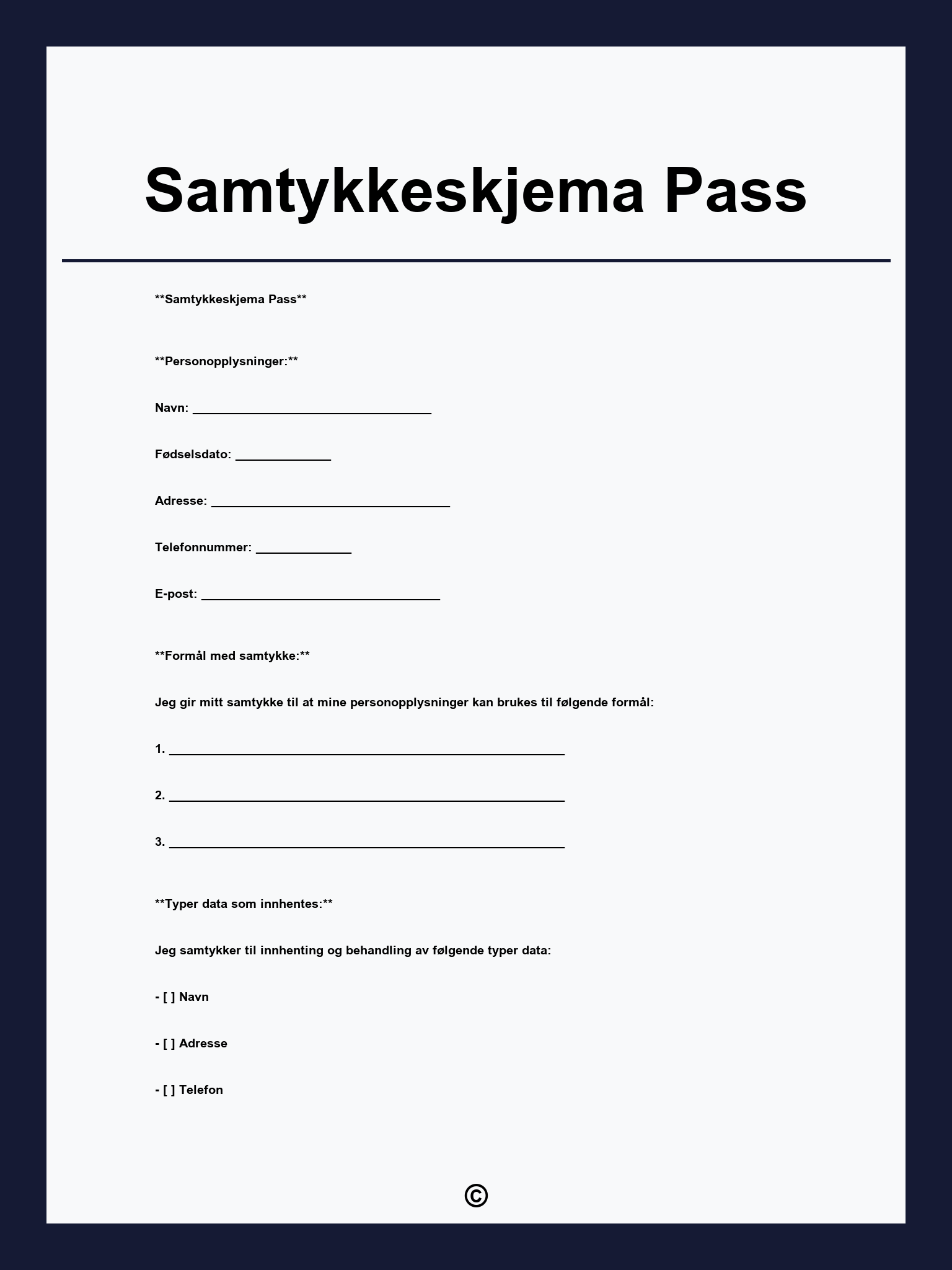 Samtykkeskjema Pass