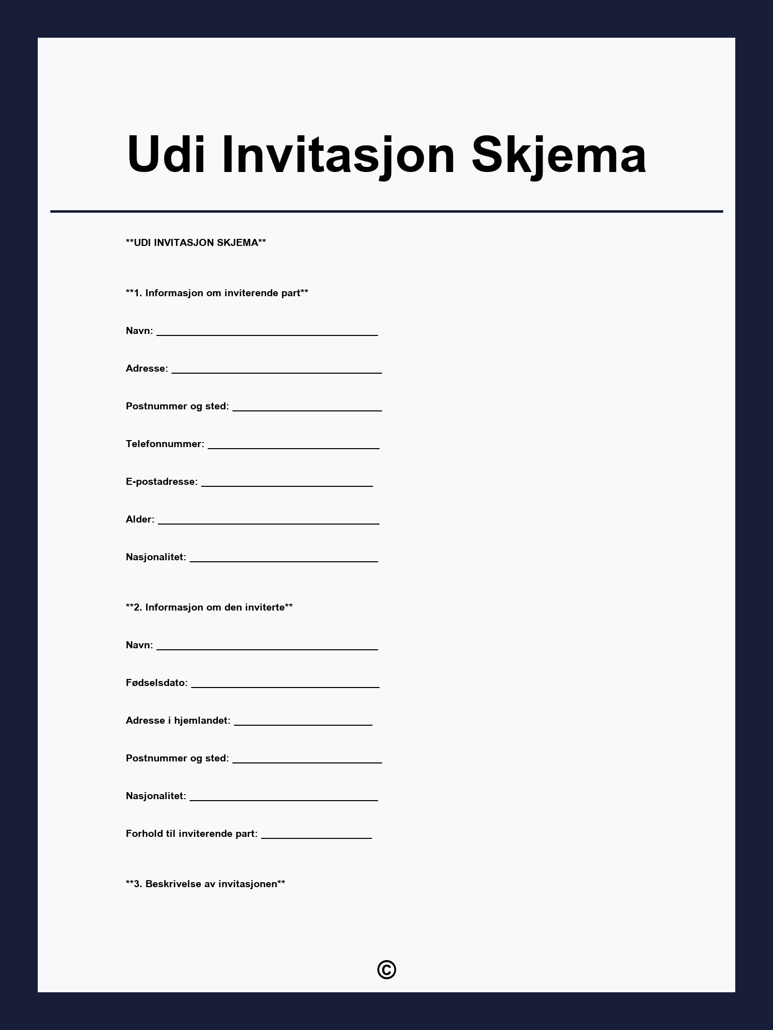 Udi Invitasjon Skjema