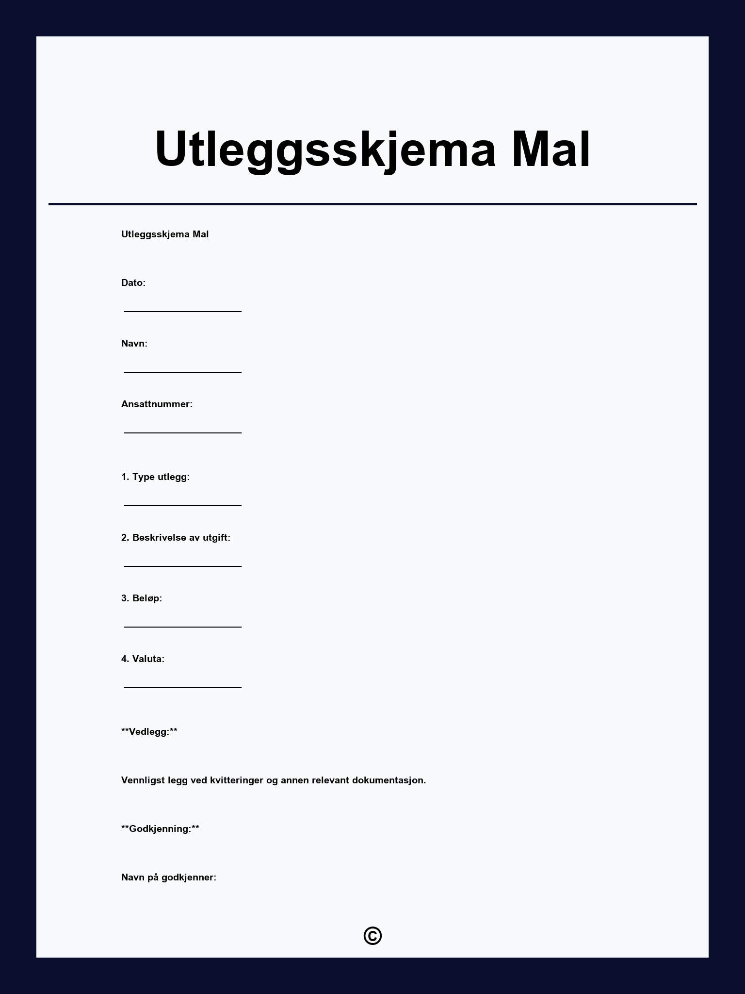 Utleggsskjema Mal